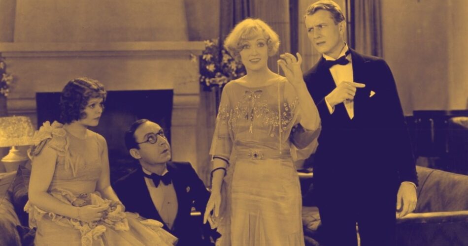 Sally Starr, Franklin Pangborn, Marion Davies i Elliott Nugent w filmie "Dulcynea" (reż. King Vidor, 1930)