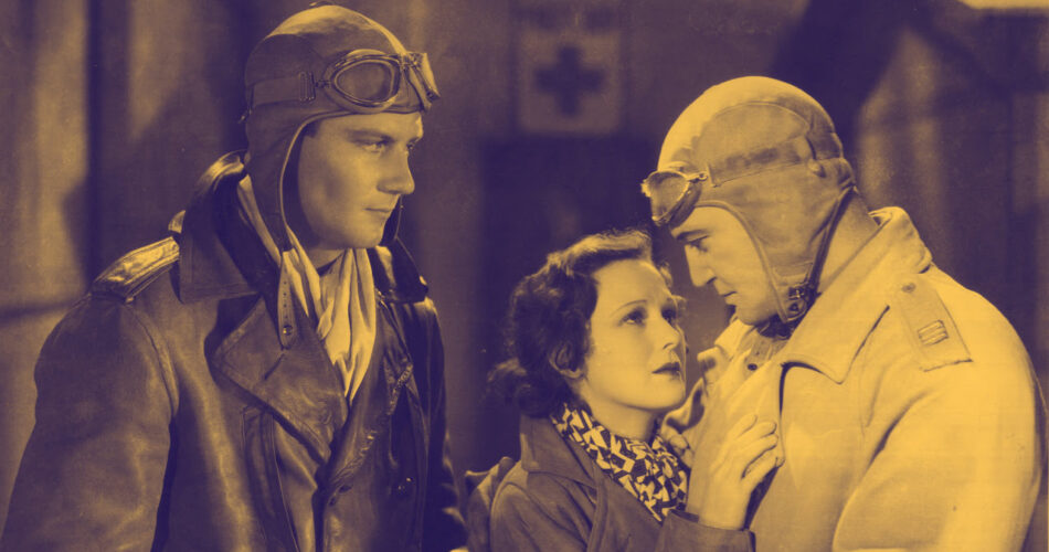 Joel McCrea, Dorothy Jordan i Richard Dix w filmie "Eskadra straceńców" (reż. George Archainbaud, 1932)