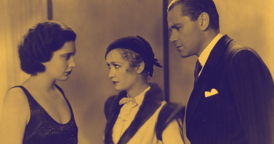 Kay Francis, Miriam Hopkins i Herbert Marshall w filmie "Złote sidła" (reż. Ernst Lubitsch, 1932)