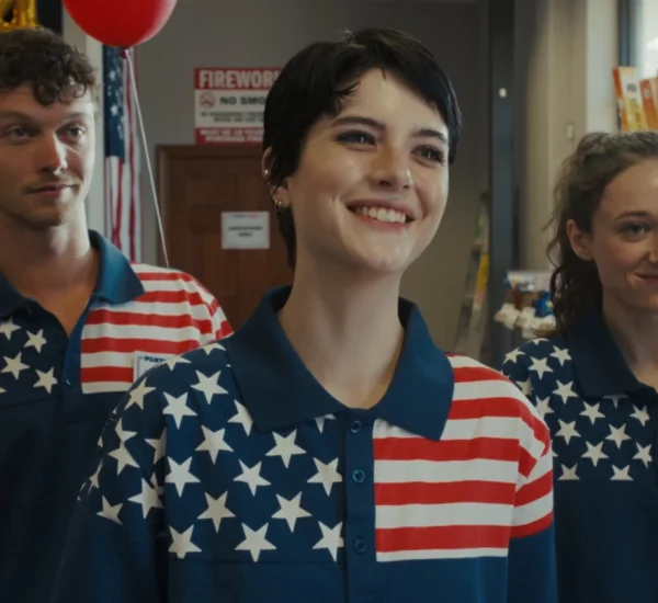 Ben Weinswig, Ainsley Seiger i Angie Campbell w filmie "Party USA" (reż. Jared Sprouse, 2026)